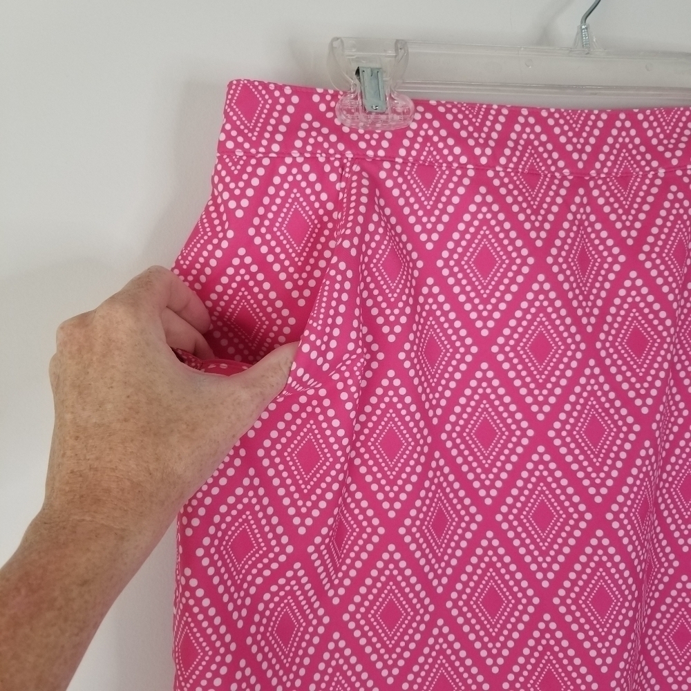 Coral Bay Golf Skort Pink/White Geometric Print Size 10 Stretch - Picture 7 of 13